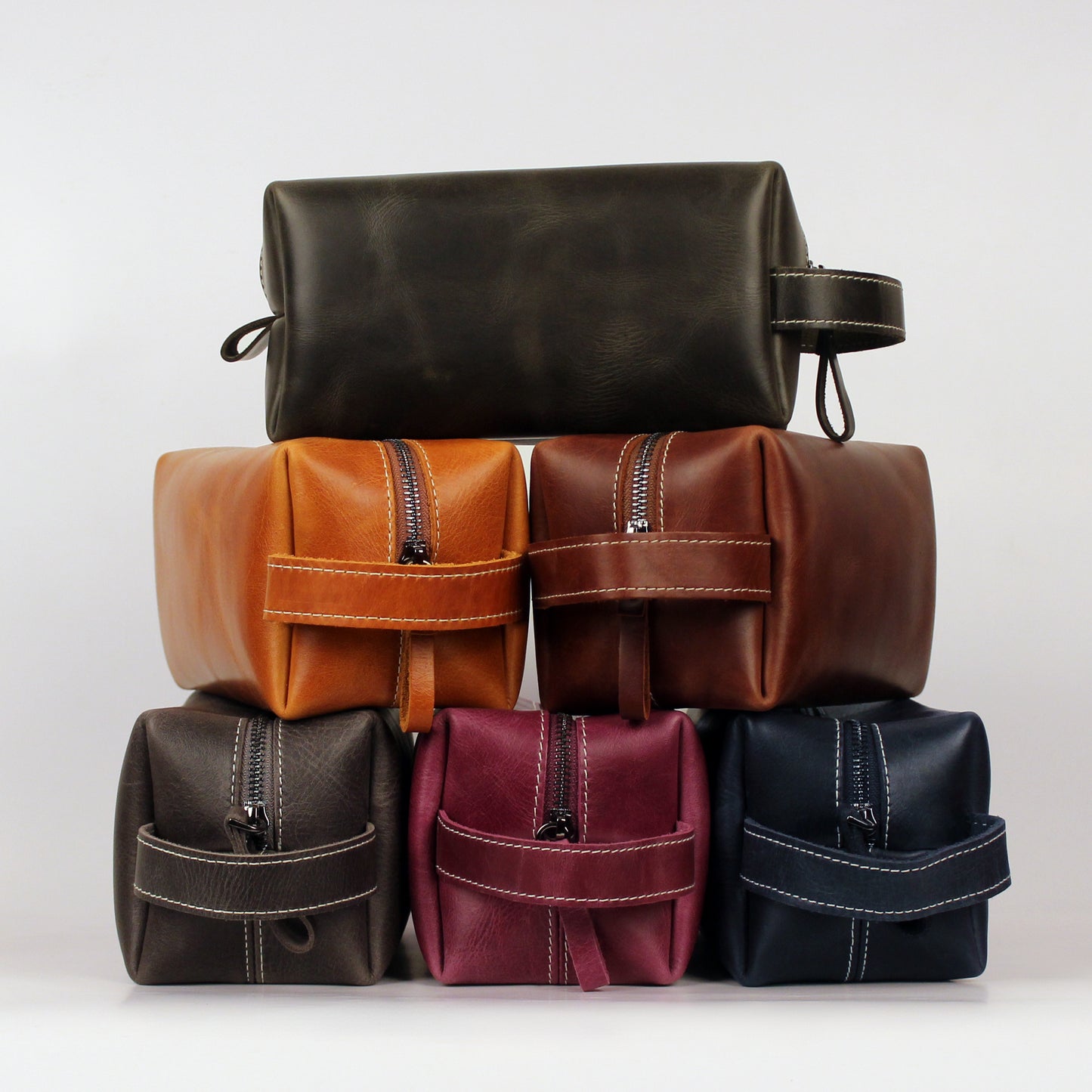 Personalized Leather Toiletry Bag, Full Grain Leather Dopp Kit