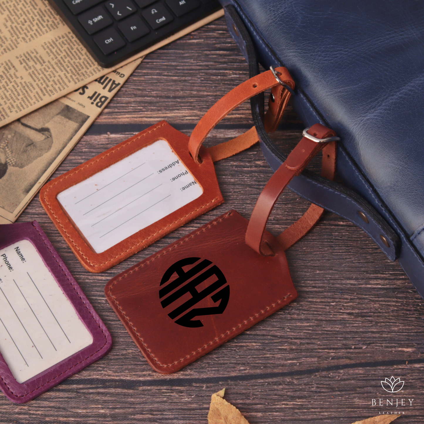 Leather Luggage Tag - Personalized Travel Accessory
