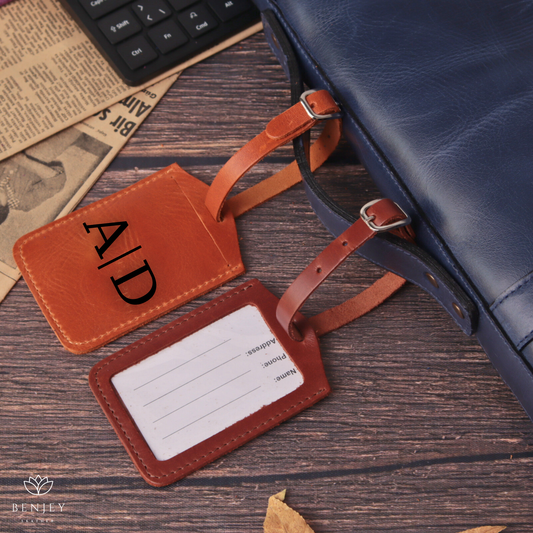 Leather Luggage Tag - Personalized Travel Accessory
