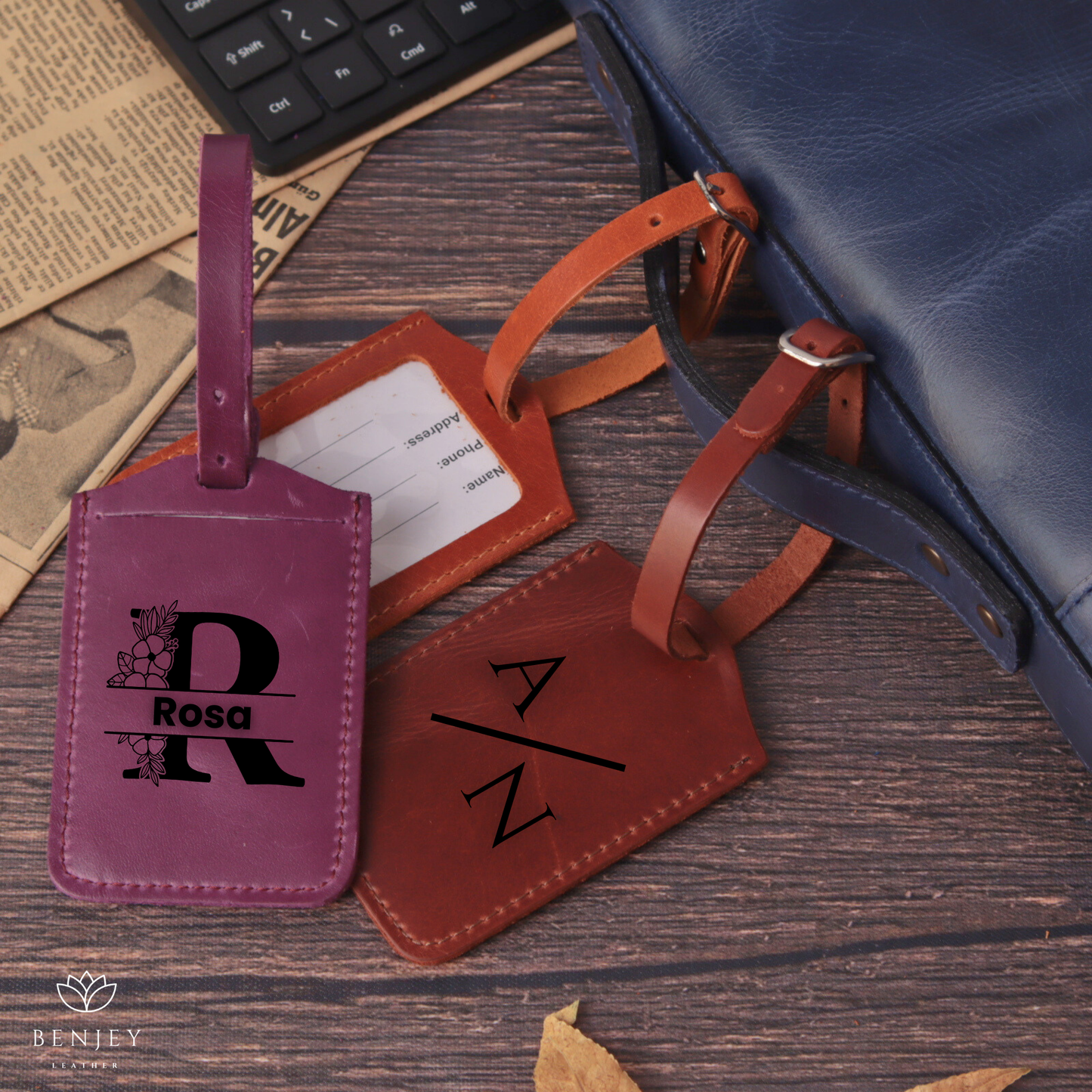 Leather Luggage Tag - Personalized Travel Accessory
