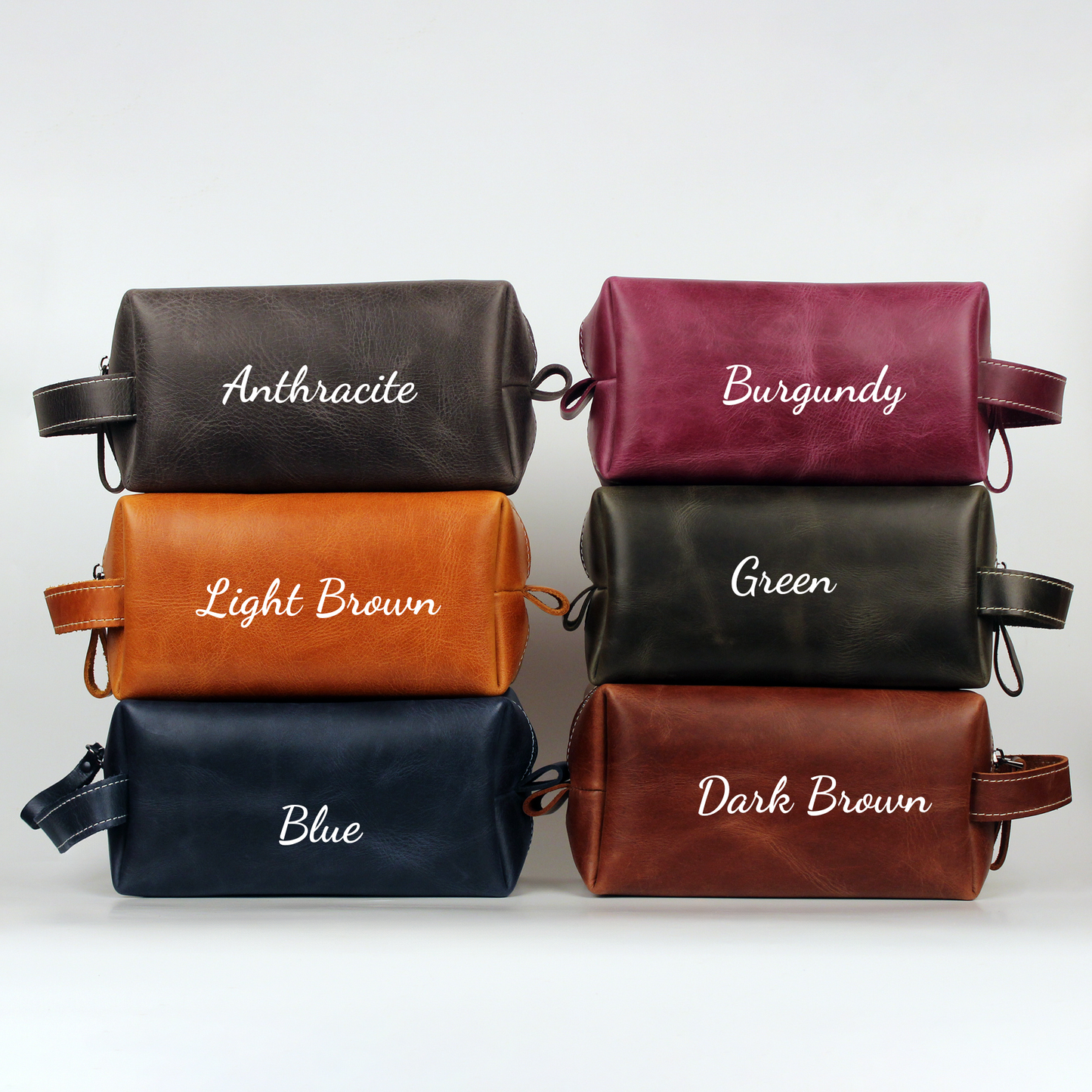 Personalized Leather Toiletry Bag, Full Grain Leather Dopp Kit
