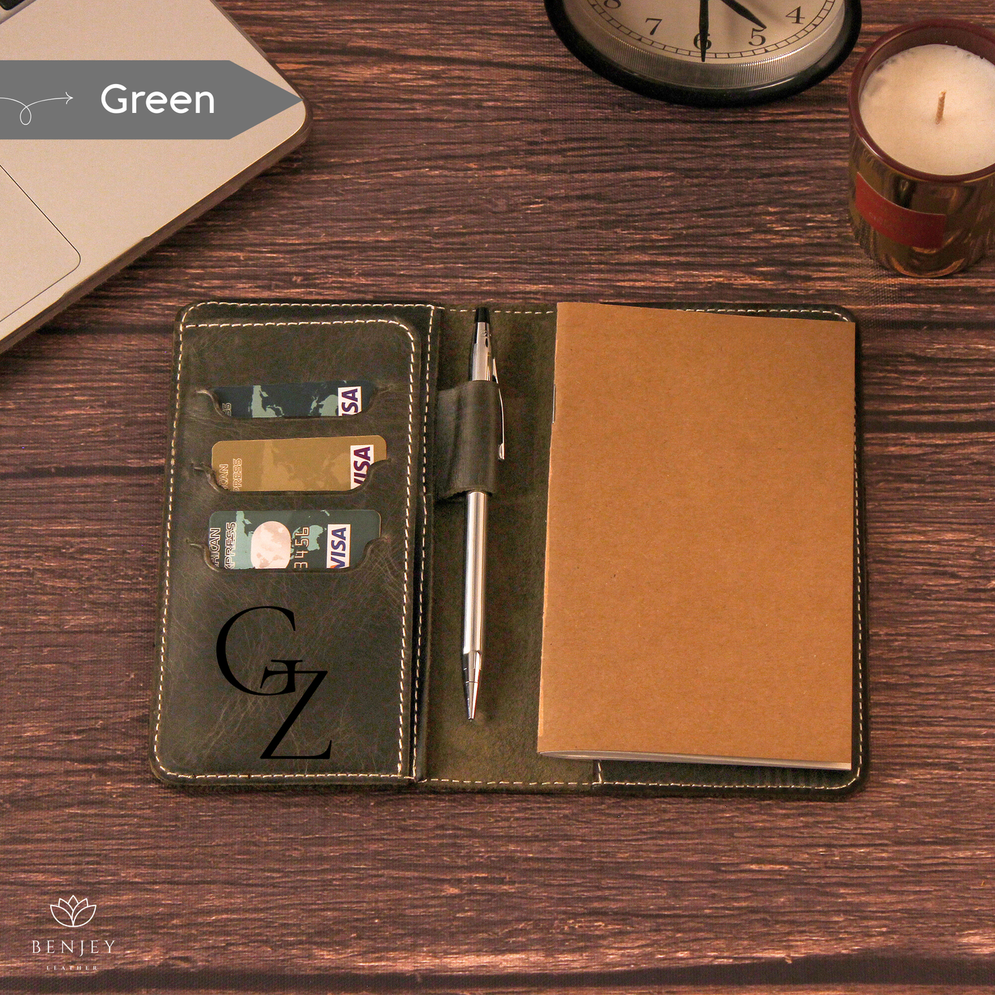 Leather Note Cover - Organizer with Notebook & Card Slots