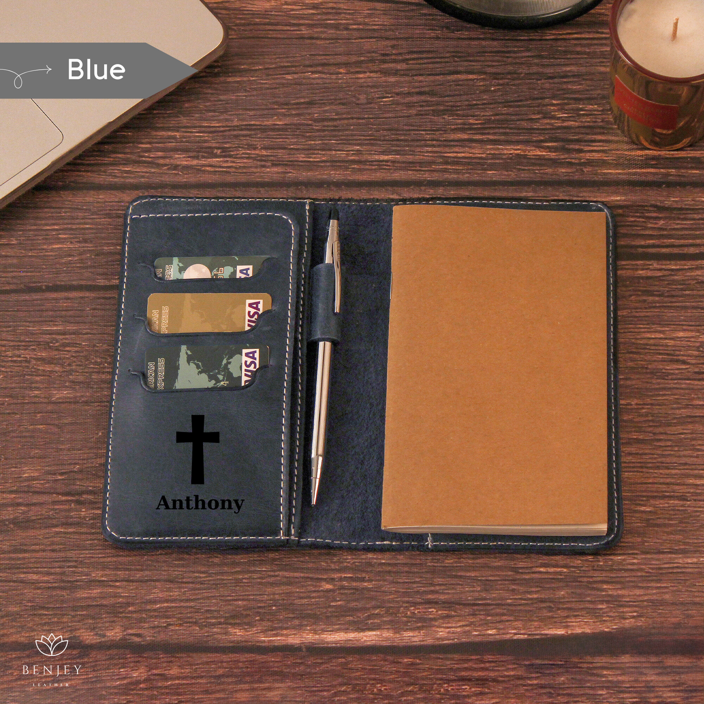 Leather Note Cover - Organizer with Notebook & Card Slots