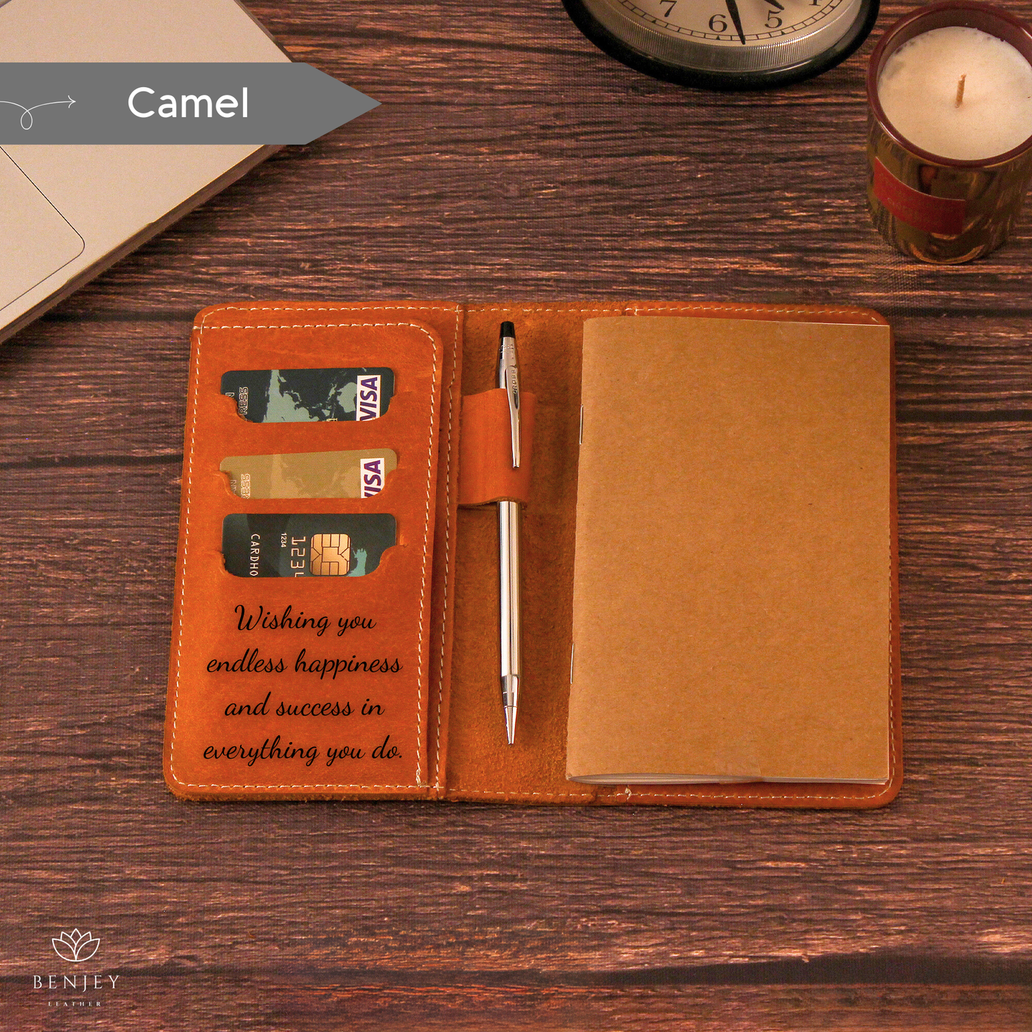 Leather Note Cover - Organizer with Notebook & Card Slots