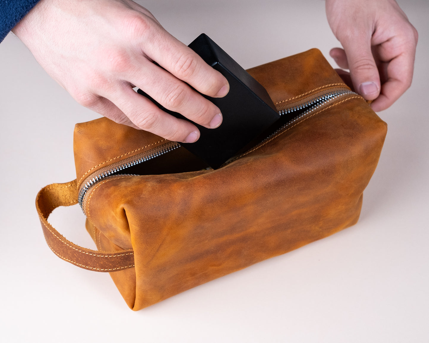 Personalized Leather Toiletry Bag