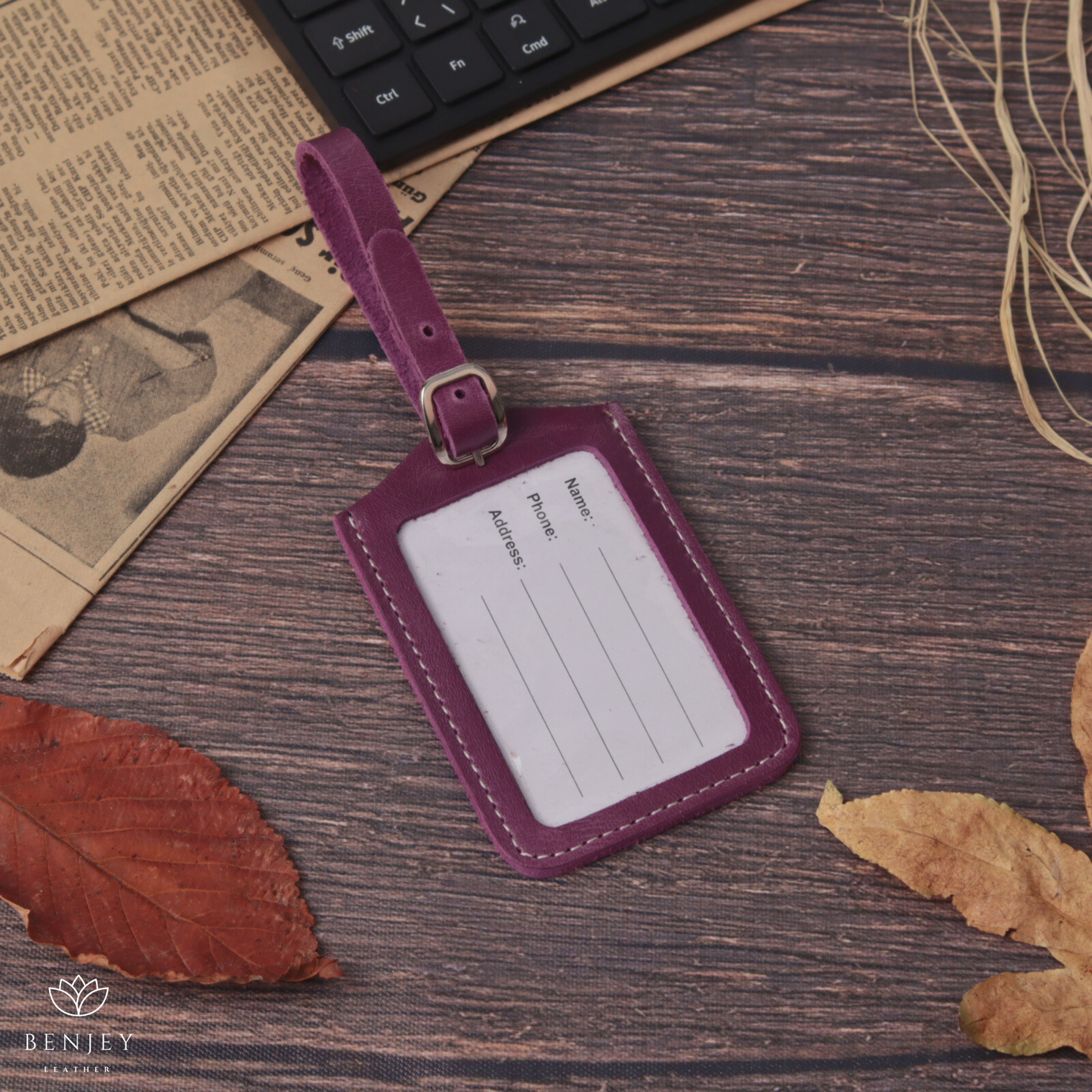 Leather Luggage Tag - Personalized Travel Accessory