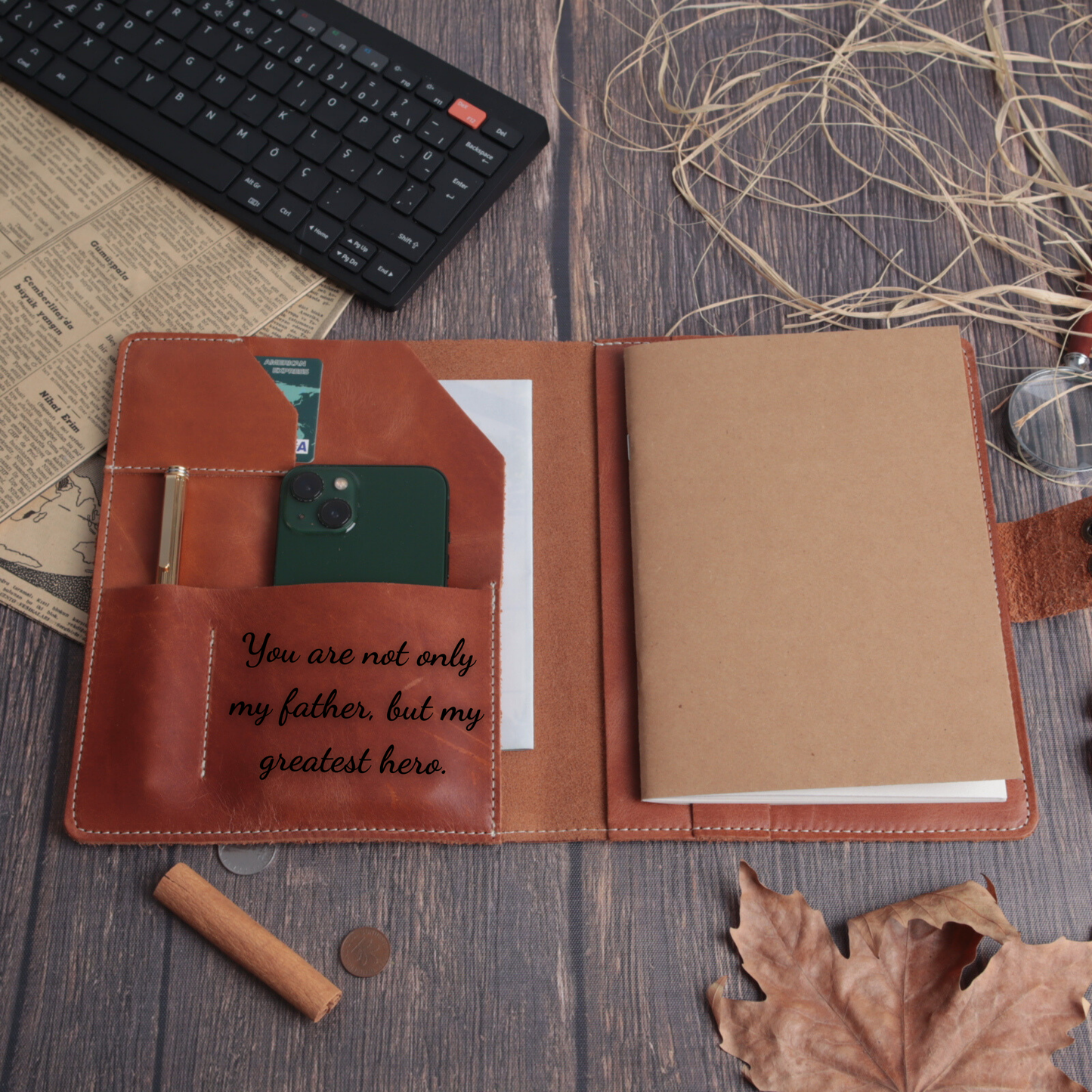 Denver Portfolio - Leather A5 Organizer with Phone & Card Slots (8.5" X 7")