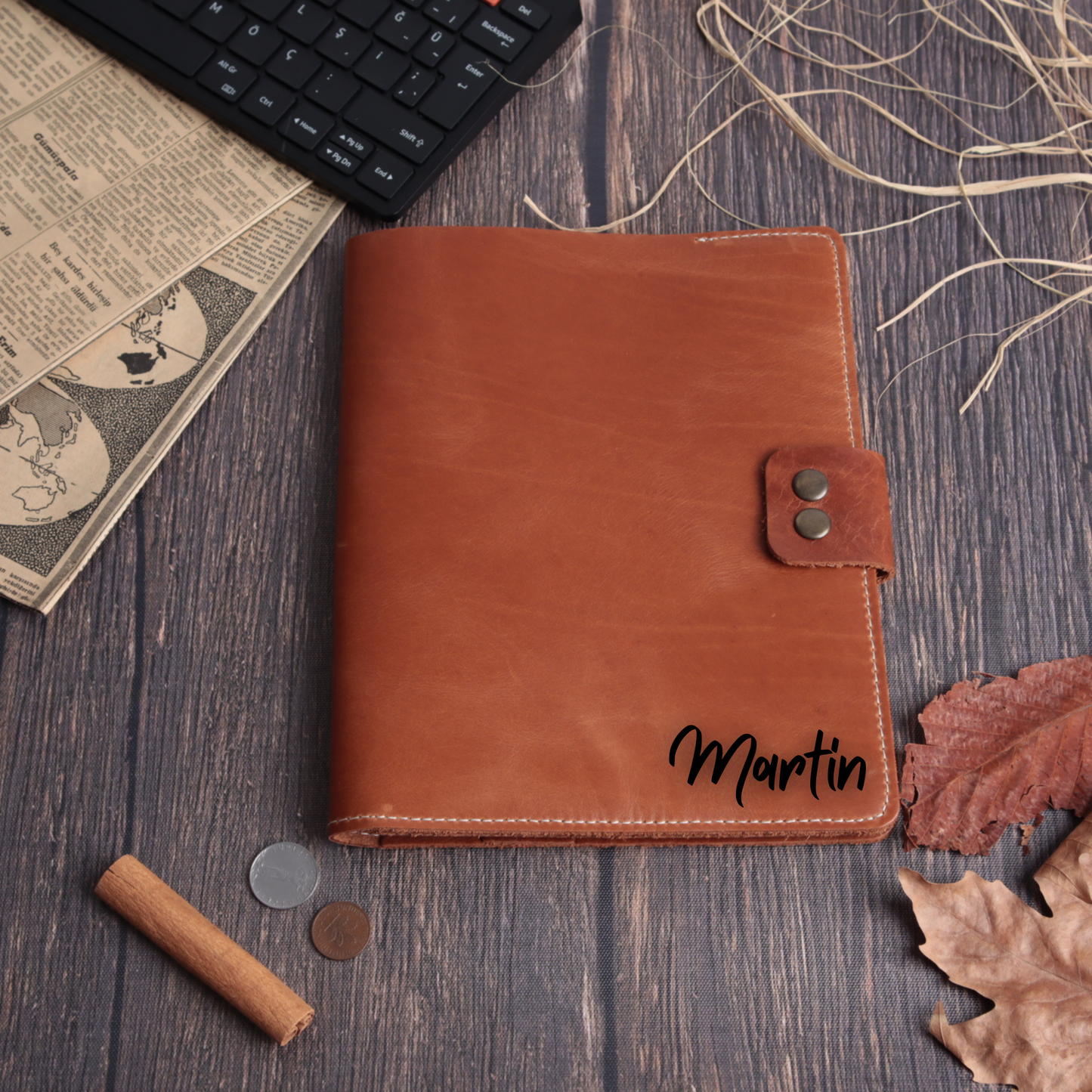 Denver Portfolio - Leather A5 Organizer with Phone & Card Slots (8.5" X 7")