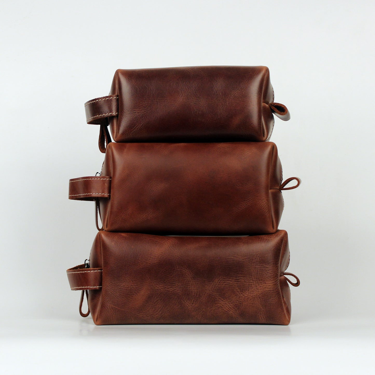Personalized Leather Toiletry Bag, Full Grain Leather Dopp Kit