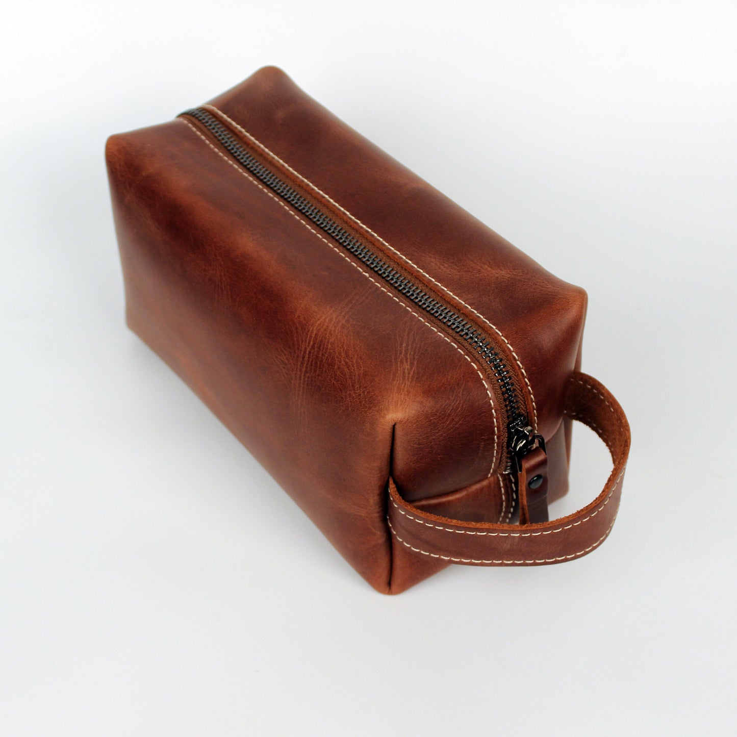 Personalized Leather Toiletry Bag, Full Grain Leather Dopp Kit