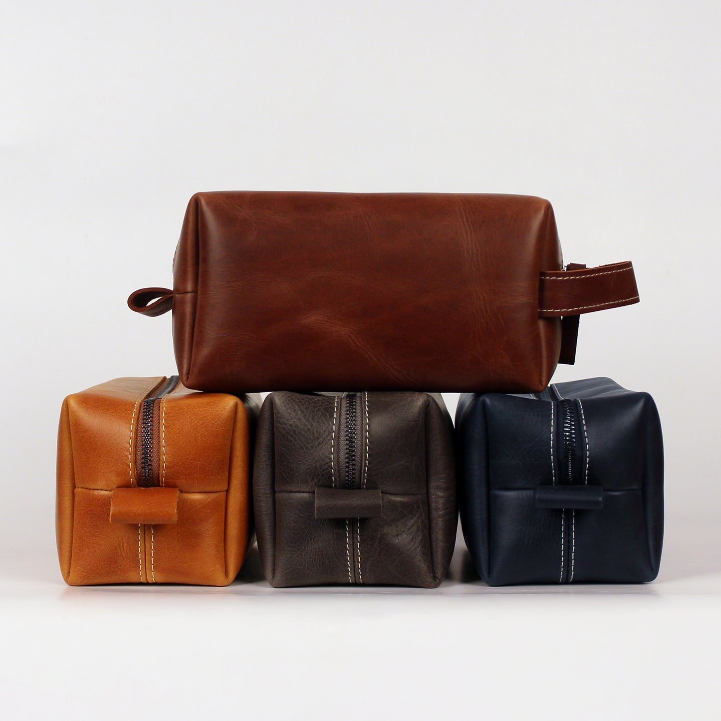 Personalized Leather Toiletry Bag, Full Grain Leather Dopp Kit