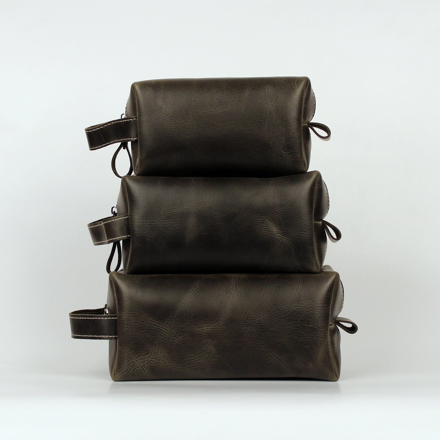 Personalized Leather Toiletry Bag, Full Grain Leather Dopp Kit