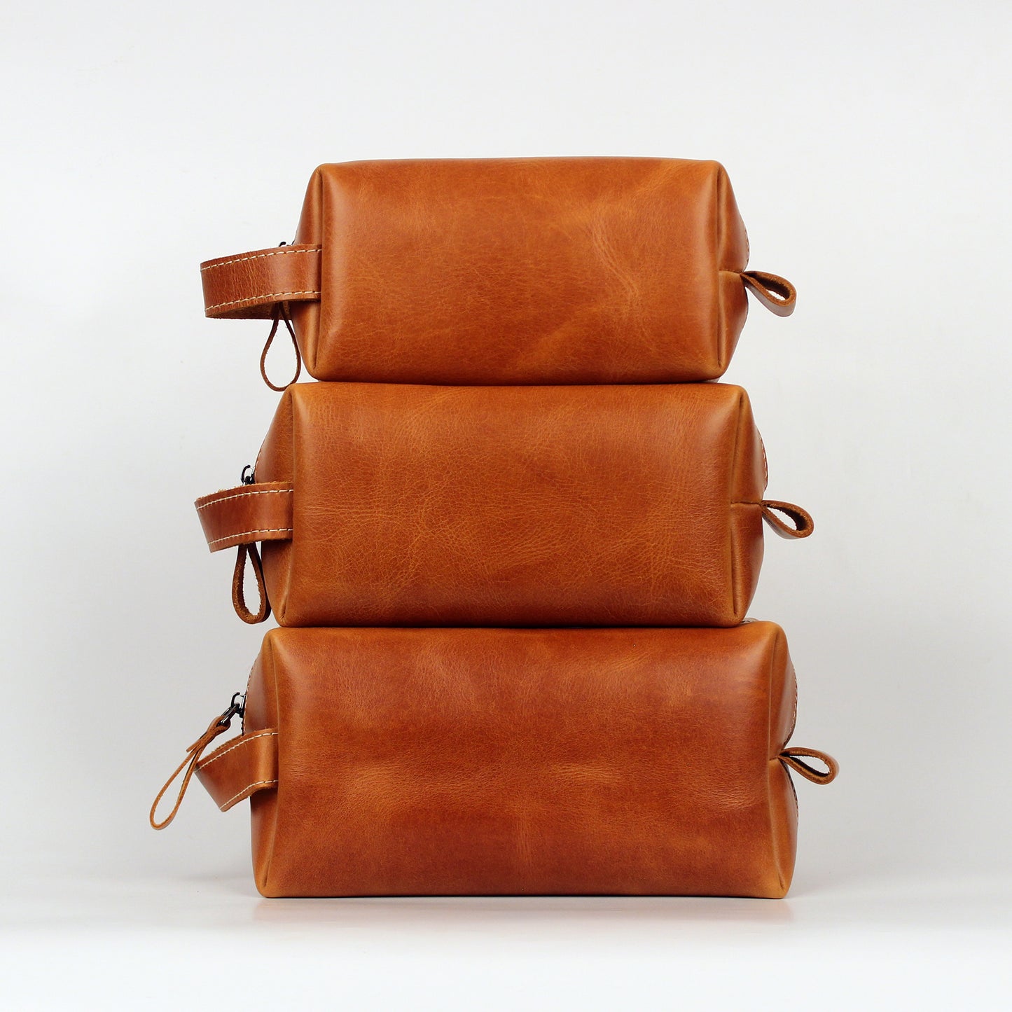 Personalized Leather Toiletry Bag, Full Grain Leather Dopp Kit
