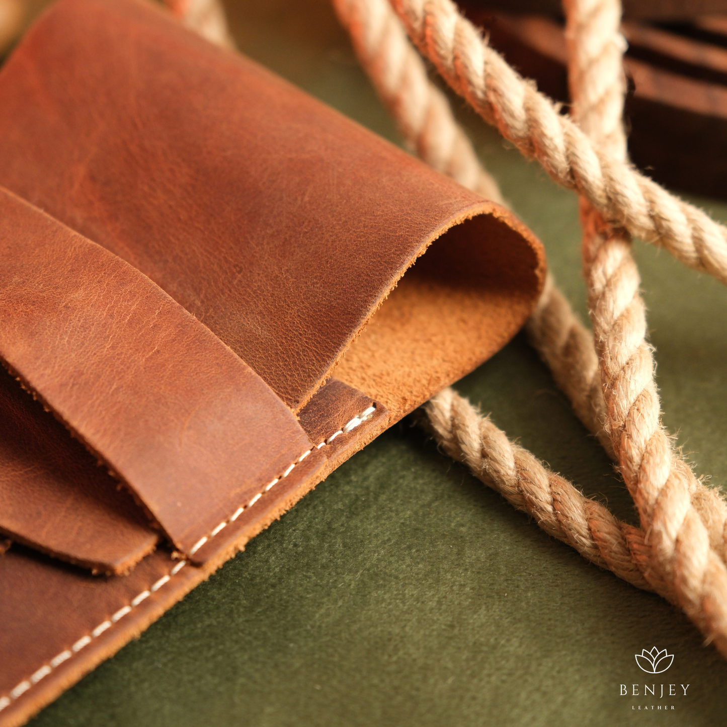 Leather Cigar Case  Holds 3 Cigars with Cutter Slot (6"X4")