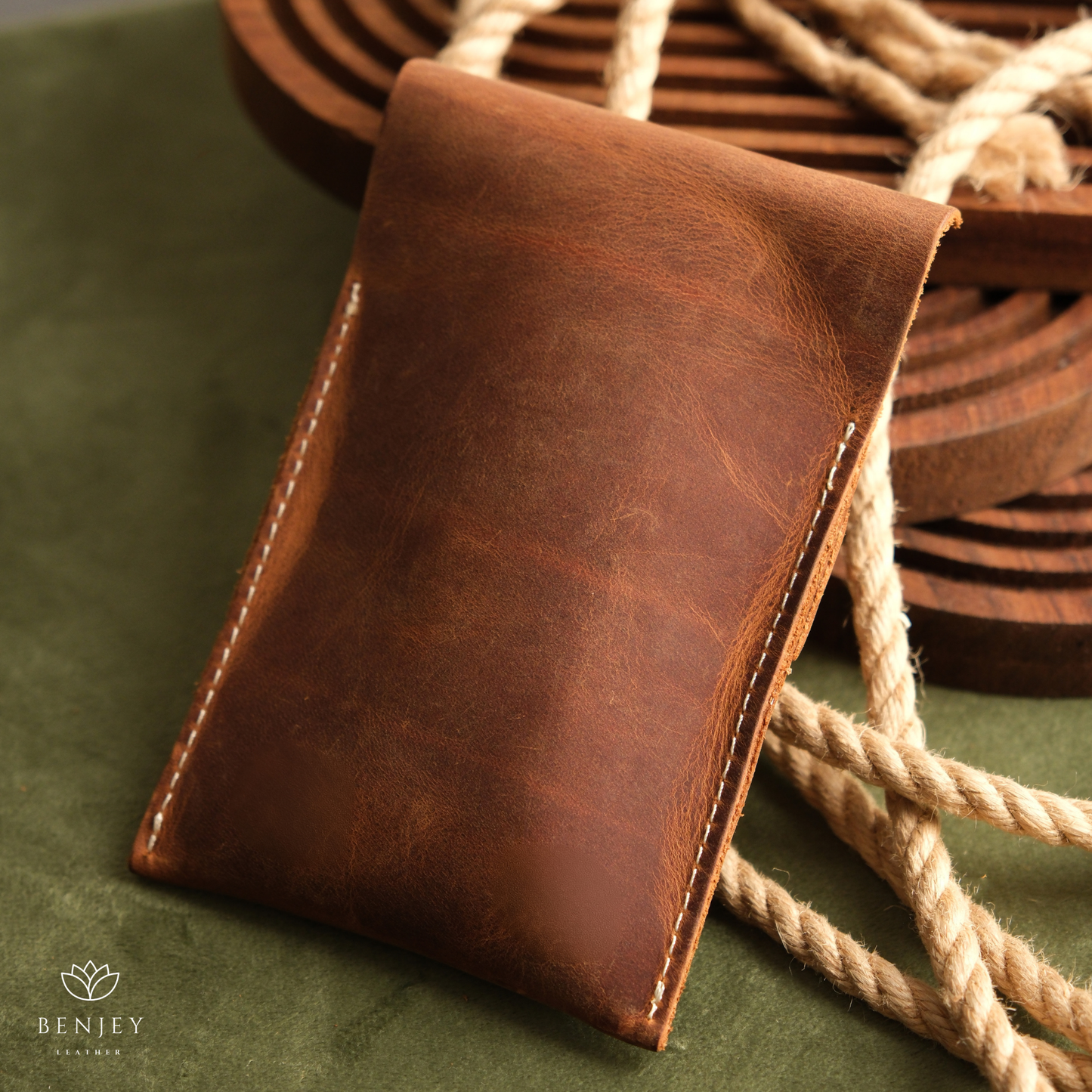 Leather Cigar Case  Holds 3 Cigars with Cutter Slot (6"X4")