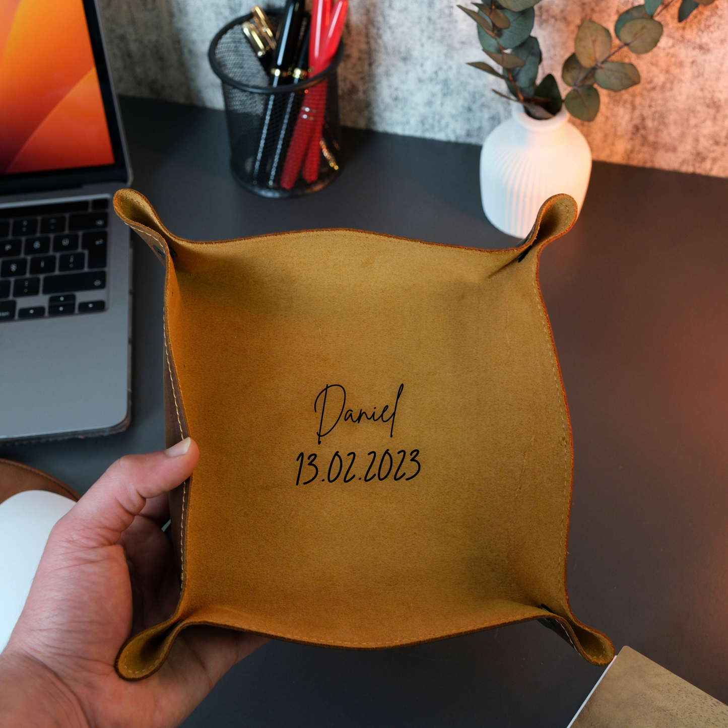 Leather Desk Tray - Personalized Organizer with Multiple Size Options