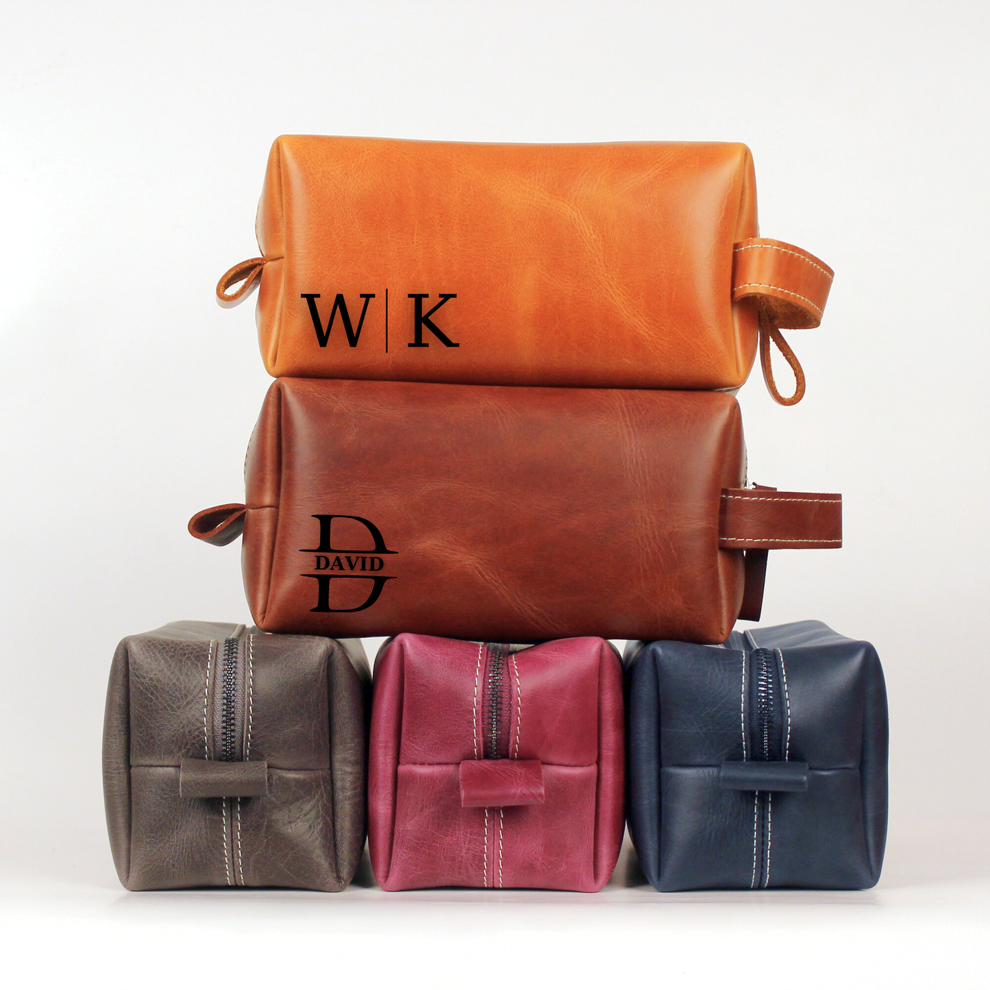 Leather Dopp Kit - Travel Toiletry Customized Bag