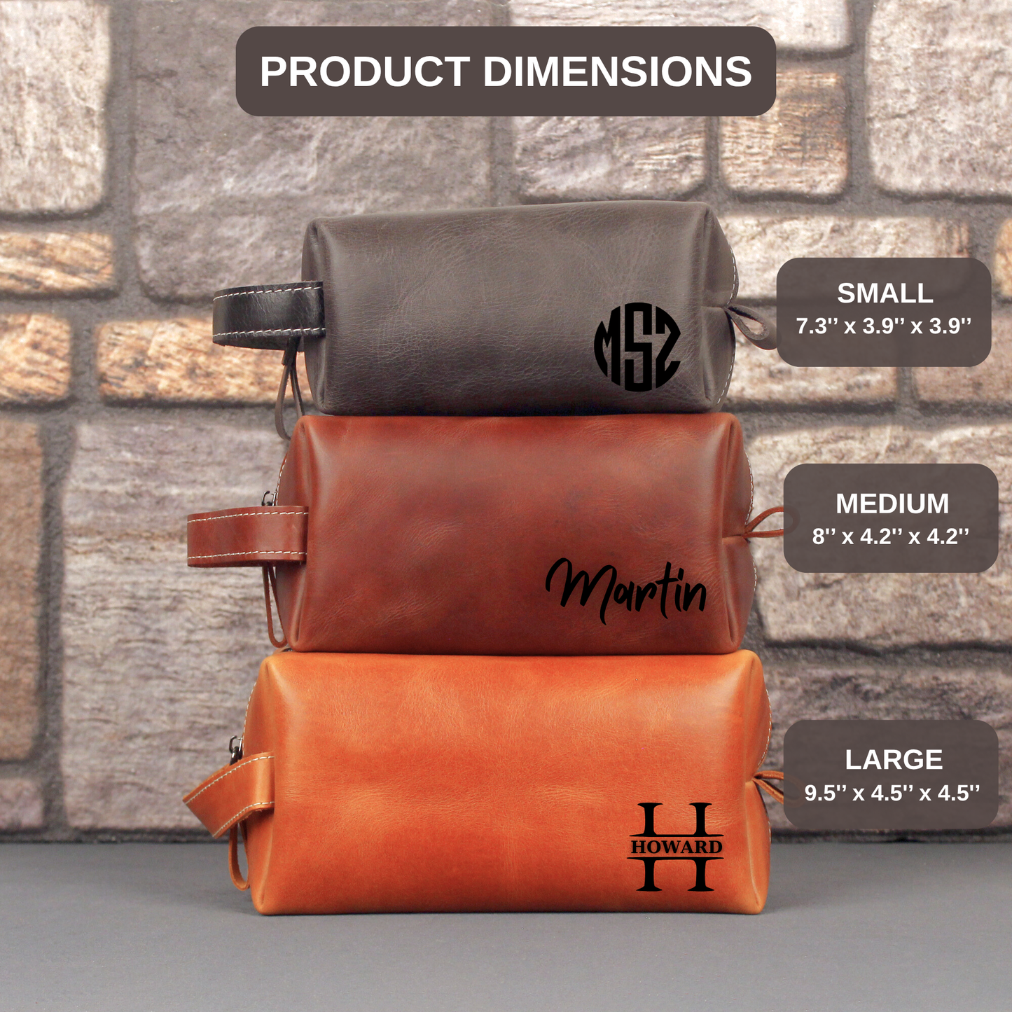 Leather Dopp Kit - Travel Toiletry Customized Bag