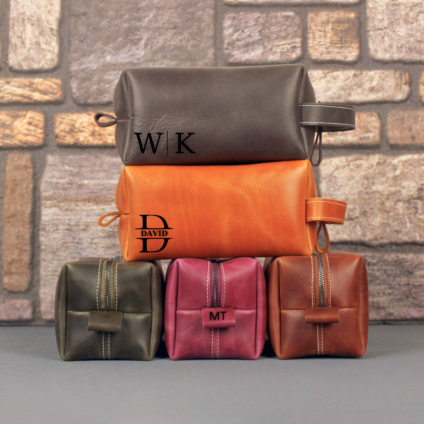 Leather Dopp Kit - Travel Toiletry Customized Bag