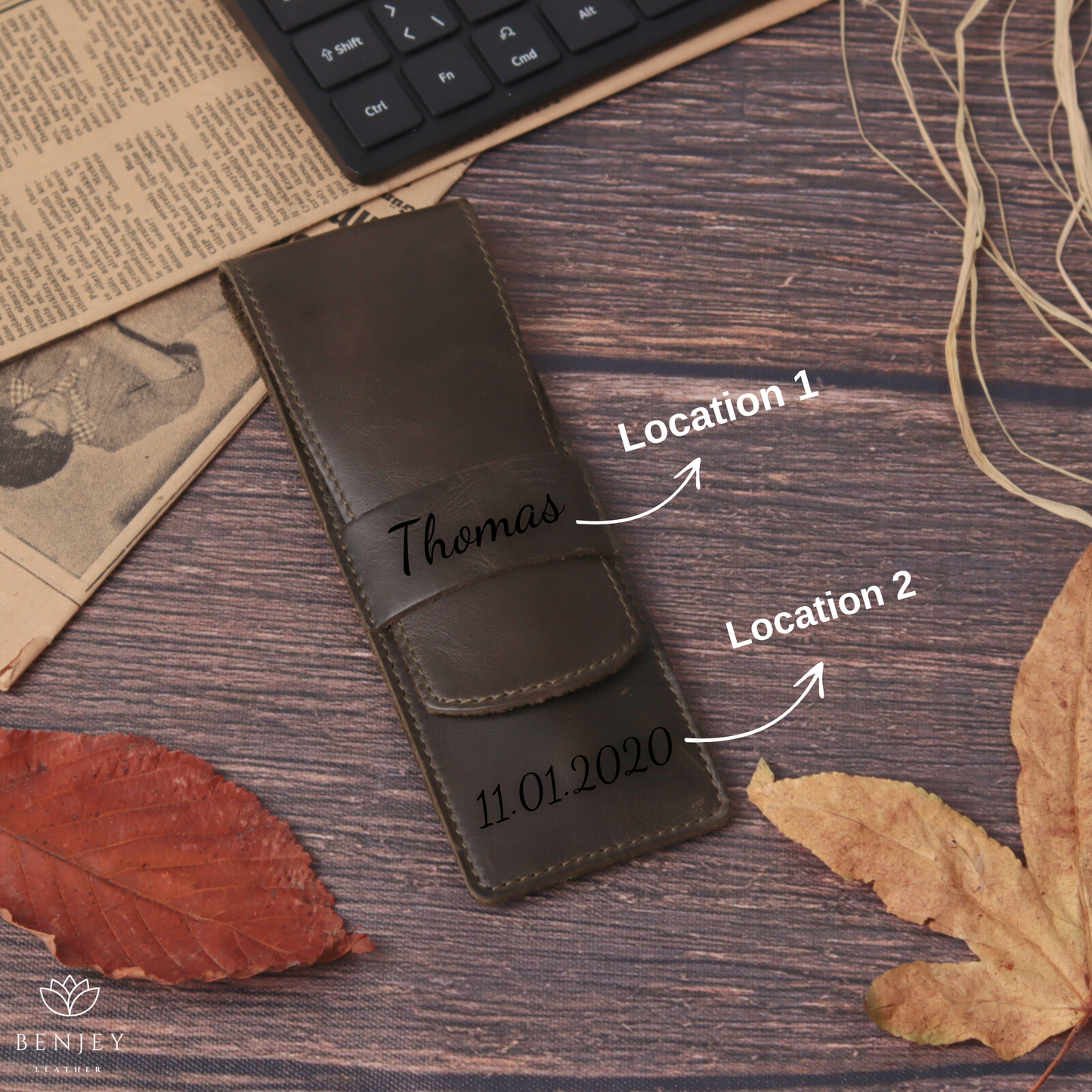 Leather Pen Holder - Compact & Secure Pen Case (6" X 2.3")