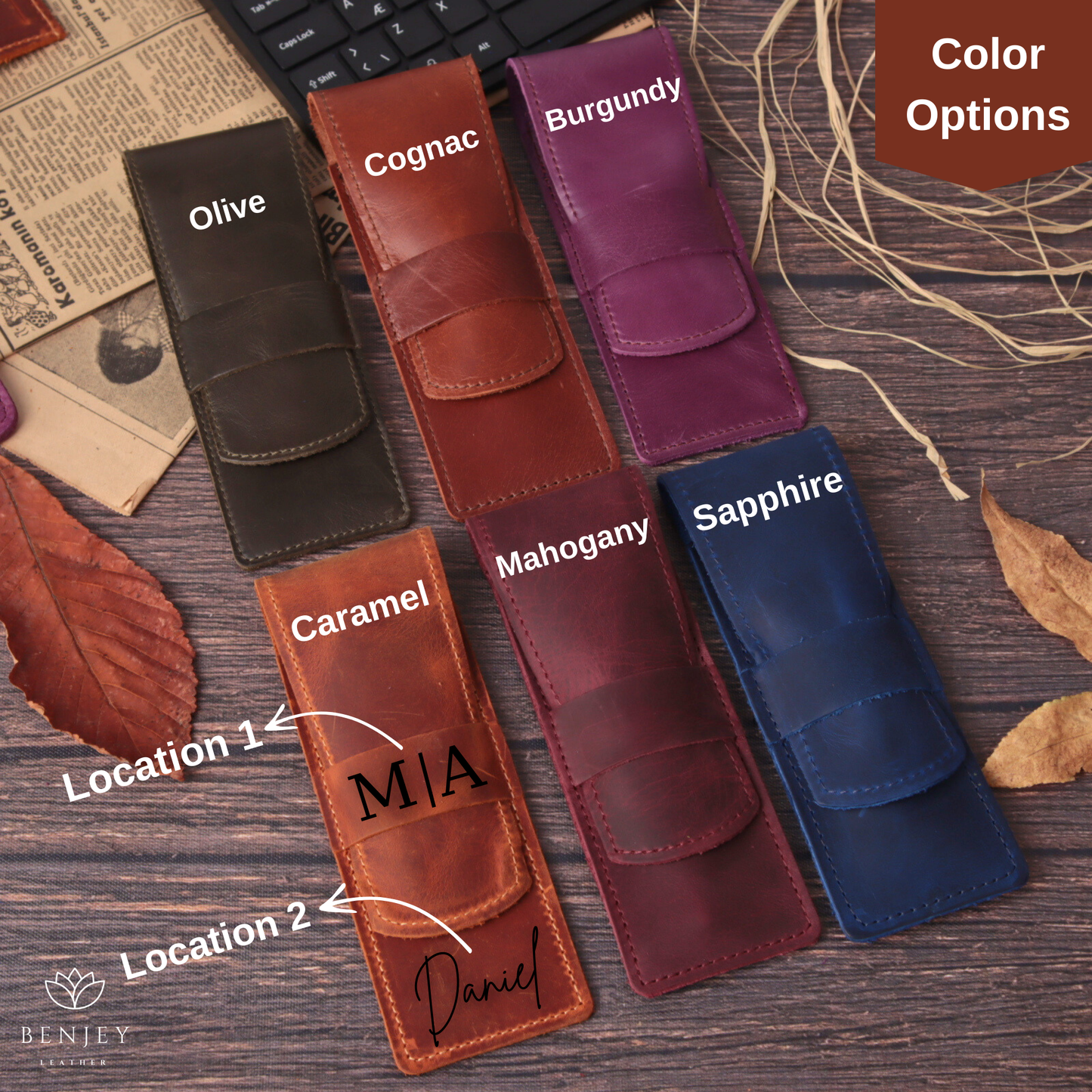Leather Pen Holder - Compact & Secure Pen Case (6" X 2.3")