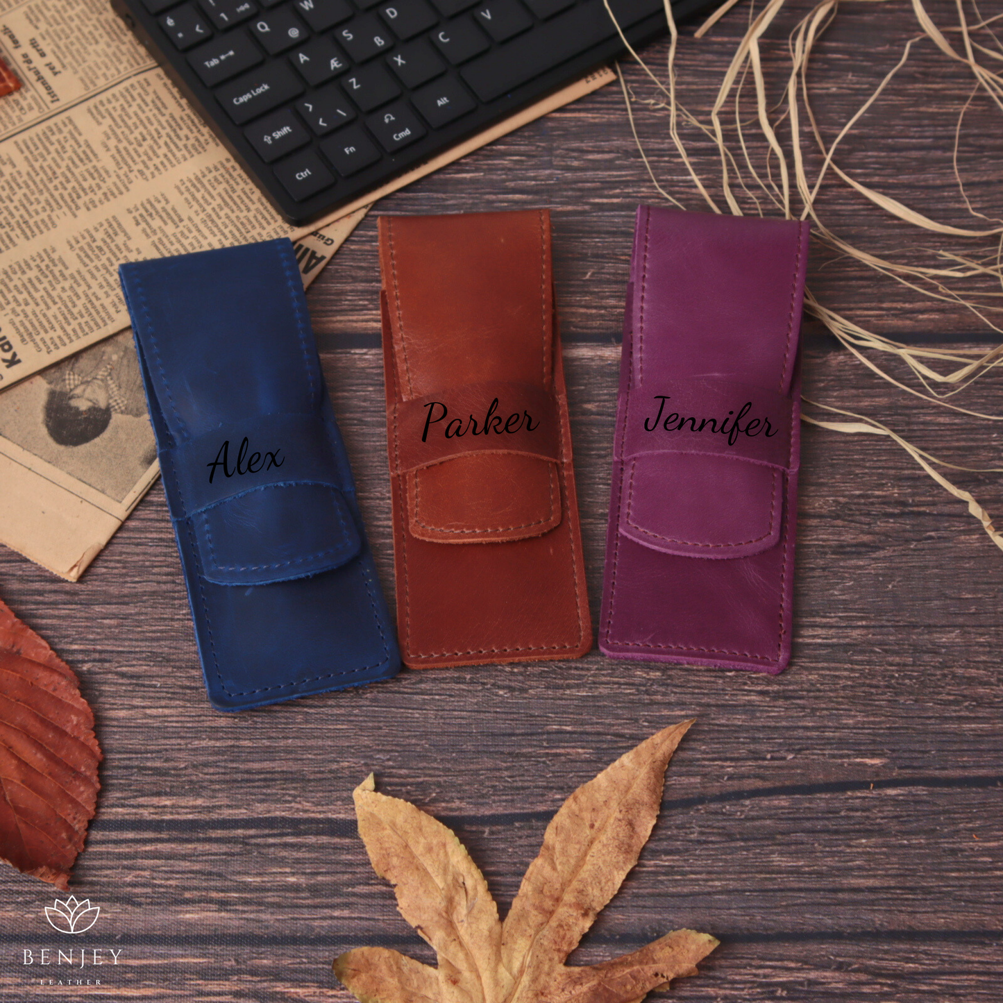 Leather Pen Holder - Compact & Secure Pen Case (6" X 2.3")