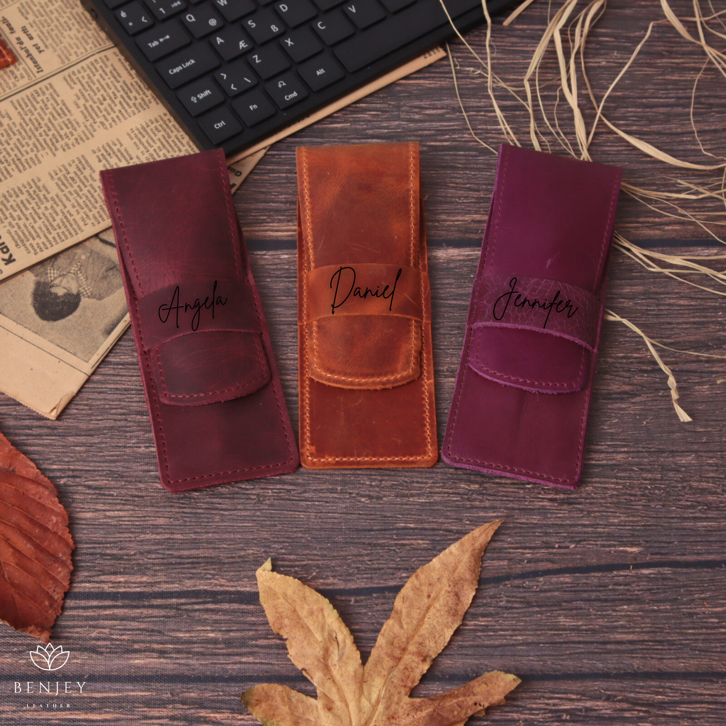 Leather Pen Holder - Compact & Secure Pen Case (6" X 2.3")