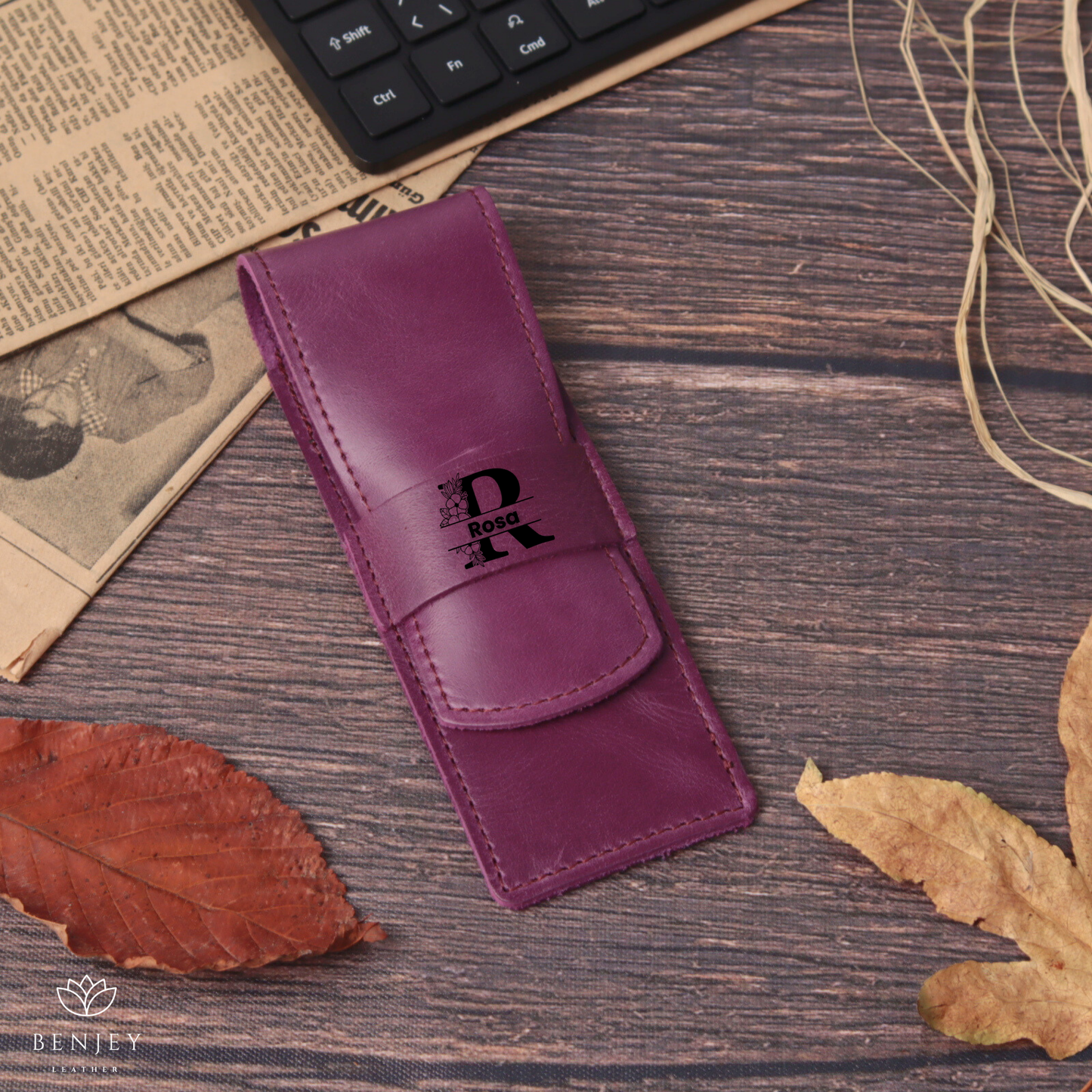 Leather Pen Holder - Compact & Secure Pen Case (6" X 2.3")